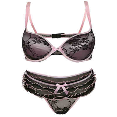 BH-Set Spitzen-Dessous, Push Up-BH und String Tanga