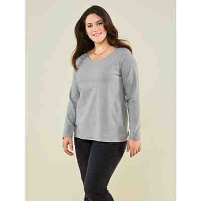 Basic Shirt langarm uni Leicht tailliert blickdicht Baumwolle 2