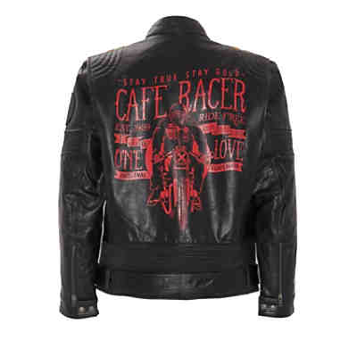 King Kerosin KING KEROSIN Lederjacke Print und Racer-Streifen Cafe Racer Lederjacken AdultM 2