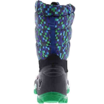 Kinder Jungen gefütterter Winterstiefel Snowboots grün/schwarz/blau 2