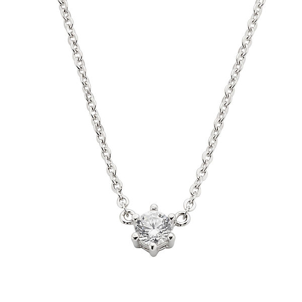 Collier 925/- Sterling Silber rhodiniert Zirkonia rhodiniert Halsketten