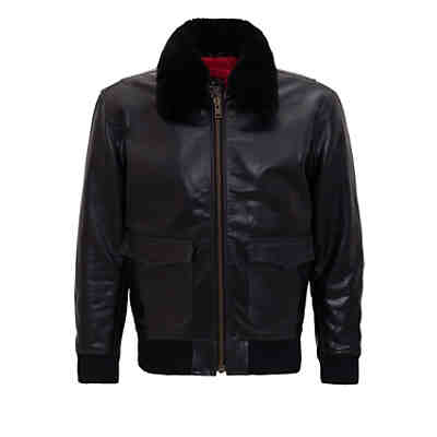 King Kerosin KING KEROSIN Herren Lederjacken Büffel Leder Biker Style Aviator Lederjacken AdultM