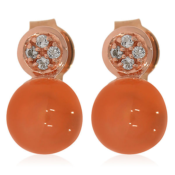 Ohrstecker mit Peach Mondstein und Weißtopas ca. 3,77 ct. rosèvergoldet Ohrstecker