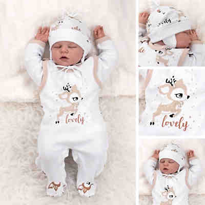 3tlg Set Strampler + Shirt + Mütze Lovely Deer Strampler für Jungen 2