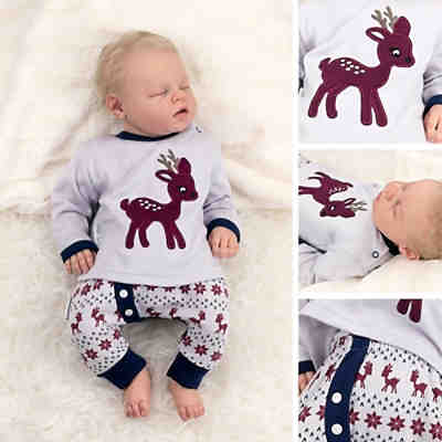 2tlg Set Shirt + Hose Little Reindeer Stoffhosen für Jungen 2