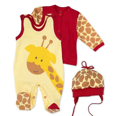 3tlg Set Strampler + Shirt + Mütze Baby Giraffe Strampler für Jungen