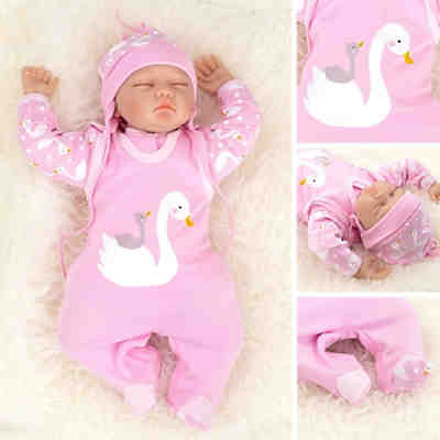 3tlg Set Strampler + Shirt + Mütze Lovely Swan Strampler für Mädchen 2