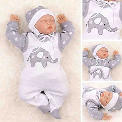 3tlg Set Strampler + Shirt + Mütze Little Elephant Strampler für Jungen 2