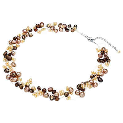 Kette Sterling Silber Süßwasser-Zuchtperle multicolor Halsketten 2