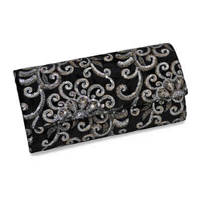 Abendtasche Schwarzer Samt mit Pailetten-Ornamenten Abendtaschen