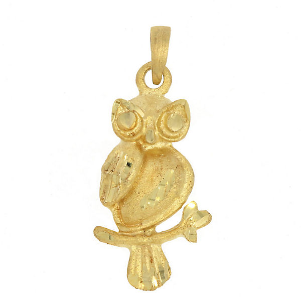 Anhänger Eule aus 375 Gelbgold Kettenanhänger