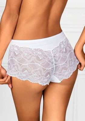 Блестящие трусики с кружевом Hustler Lingerie S/M, серебристо-розовые HP19-PNKSM - Hustler Lingerie - Трусики-слипы - Купить