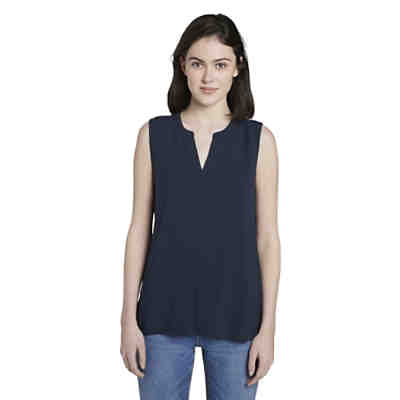 Blusen & Shirts Ärmellose Bluse mit Henley-Ausschnitt Kurzarmblusen 2