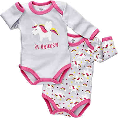 2 Bodys Langarm Be Unicorn Strampler für Mädchen