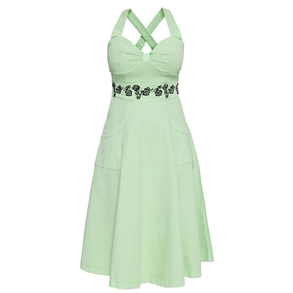 Queen Kerosin QUEEN KEROSIN Vintage Swing-Kleid mit floraler Stickerei Jeanskleider AdultW