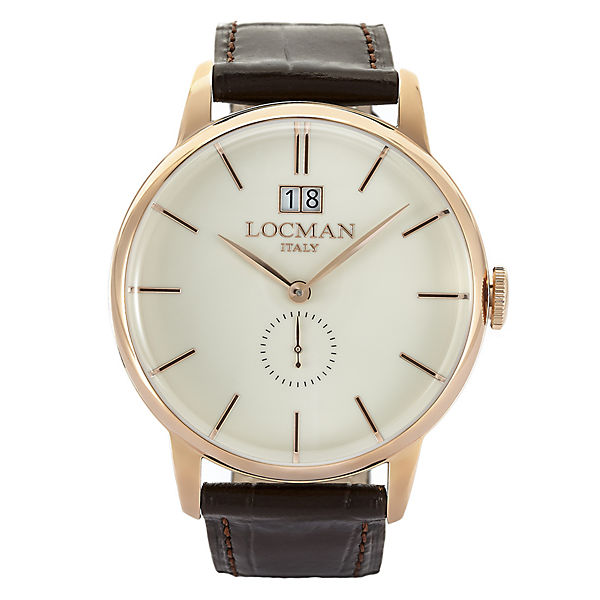 Locman Italy Herrenuhr 1960 Big Date braun/roségold PVD Ref. 0252 Analoguhren