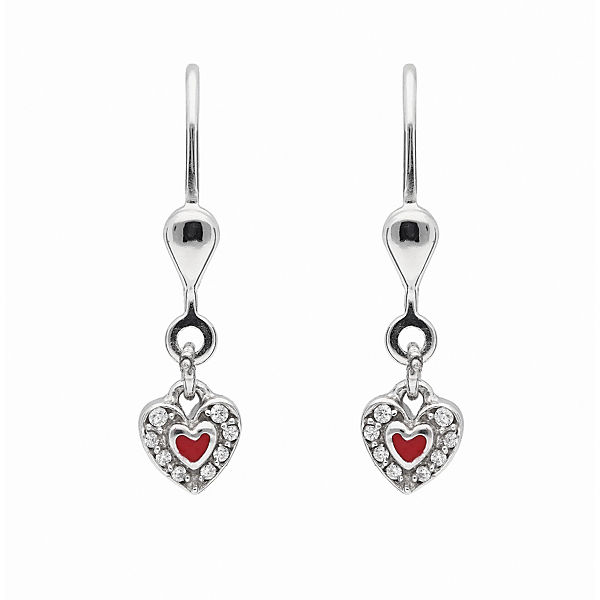 Adelia´s Damen Silberschmuck 925 Silber Ohrringe / Ohrhänger Herz mit Zirkonia Ohrhänger