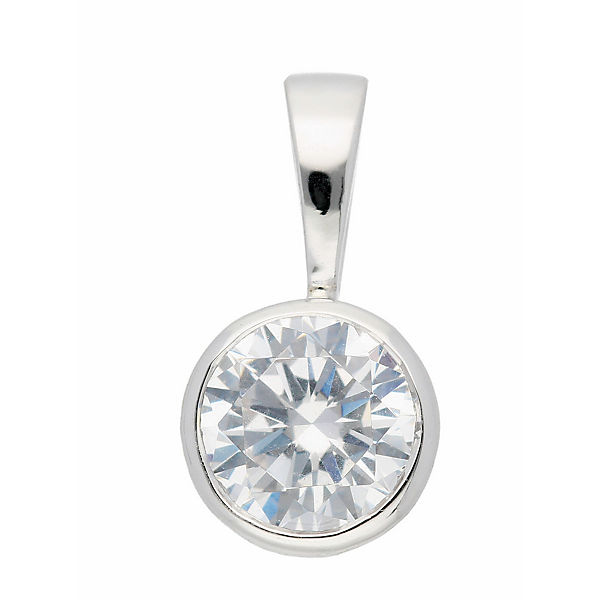 Adelia´s Damen Silberschmuck 925 Silber Anhänger mit Zirkonia Ø 6,5 mm Kettenanhänger