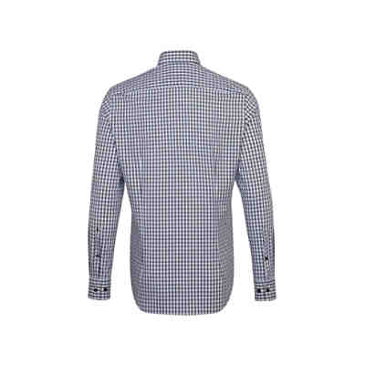 Business Hemd Slim Langarm Button-Down-Kragen Karo Langarmhemden 2