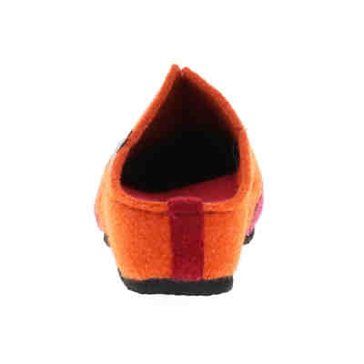 Damen Hausschuhe Slipper Pantoffeln Pantoletten Naturwollfilz orange/mehrfarbig 2
