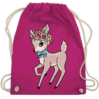 Mode für Oktoberfest Tasche Accessoires - Turnbeutel - Reh mit bayrischer Schleife und Blumen - Turnbeutel für Kinder