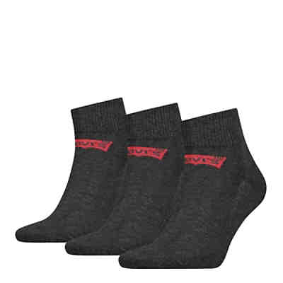 LEVIS LEVI´S Unisex 3er Pack Sportsocken - Mid Cut BATWING, Logo, einfarbig Socken