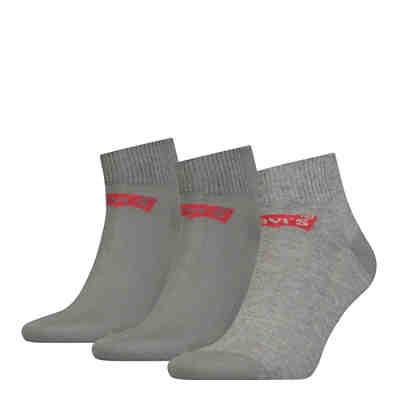 LEVIS LEVI´S Unisex 3er Pack Sportsocken - Mid Cut BATWING, Logo, einfarbig Socken
