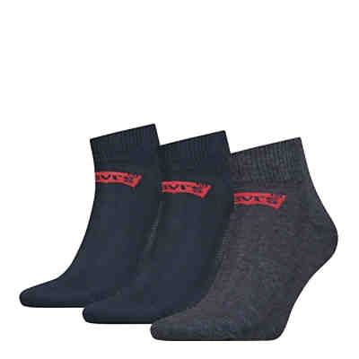 LEVIS LEVI´S Unisex 3er Pack Sportsocken - Mid Cut BATWING, Logo, einfarbig Socken