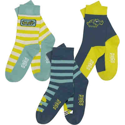 Socken SPORTY DINO 3er Pack für Jungen, Dinosaurier, Organic Cotton