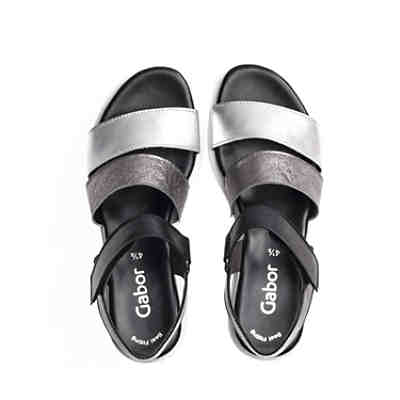 Gabor Plateau Sandalen Materialmix Leder grau Plateau-Sandaletten 2