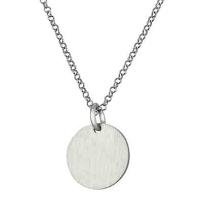 Halskette mit Anhänger Damen Kette FROSTED CIRCLE mit Kreisanhänger 1,2mm Sterling Silber 925 Made in Europe Halsketten