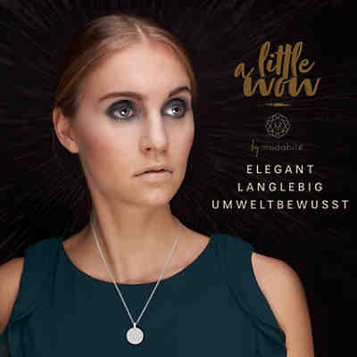 Halskette mit Anhänger Damen Kette FROSTED CIRCLE mit Kreisanhänger 1,2mm Sterling Silber 925 Made in Europe Halsketten 2