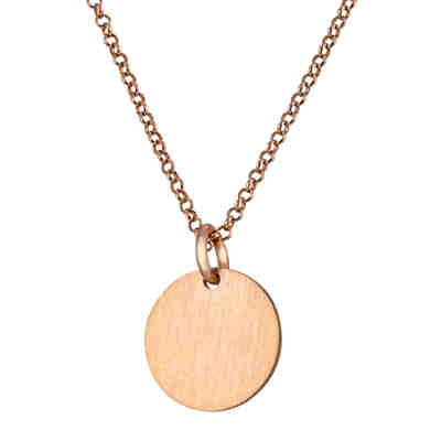 Halskette mit Anhänger Damen Kette FROSTED CIRCLE mit Kreisanhänger 1,2mm Sterling Silber 925 Made in Europe Halsketten