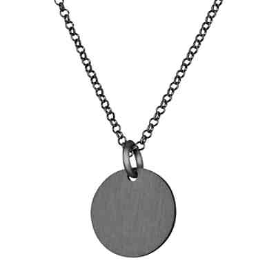 Halskette mit Anhänger Damen Kette FROSTED CIRCLE mit Kreisanhänger 1,2mm Sterling Silber 925 Made in Europe Halsketten
