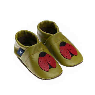 Krabbelschuhe / Lederpuschen / Hausschuhe mit Marienkäfer Krabbelschuhe