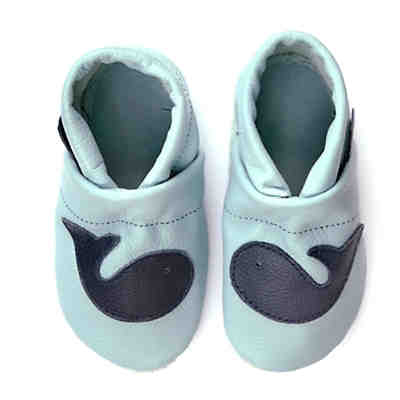 Krabbelschuhe / Lederpuschen / Hausschuhe mit Wal Krabbelschuhe 2