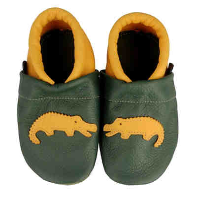 Krabbelschuhe / Lederpuschen / Hausschuhe mit Krokodil Krabbelschuhe 2