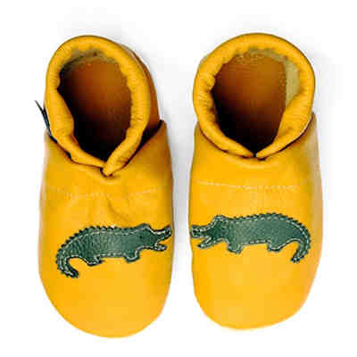 Krabbelschuhe / Lederpuschen / Hausschuhe mit Krokodil Krabbelschuhe 2