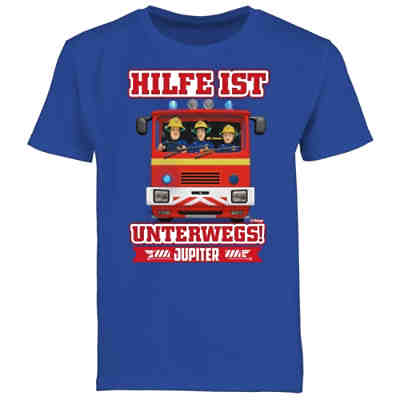 Feuerwehrmann Sam Jungen - Jungen Kinder T-Shirt - Hilfe ist Unterwegs - Sam & Jupiter - T-Shirts für Jungen