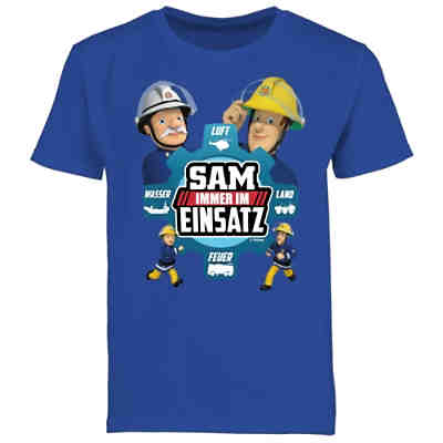 Feuerwehrmann Sam Jungen - Jungen Kinder T-Shirt - Sam - Immer im Einsatz - blau - T-Shirts für Jungen