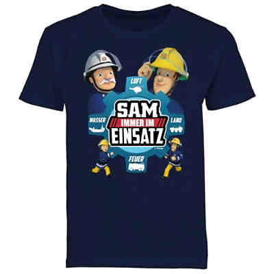 Feuerwehrmann Sam Jungen - Jungen Kinder T-Shirt - Sam - Immer im Einsatz - blau - T-Shirts für Jungen