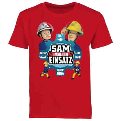 Feuerwehrmann Sam Jungen - Jungen Kinder T-Shirt - Sam - Immer im Einsatz - blau - T-Shirts für Jungen