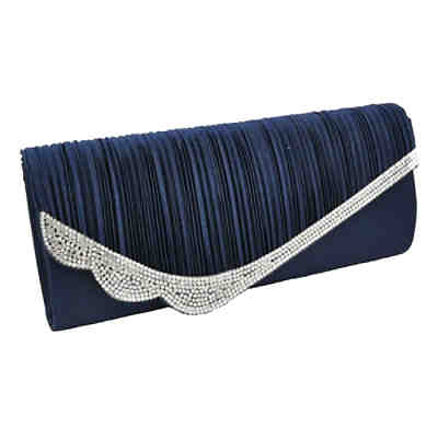 Abendtasche Satin-Optik mit Strassbesatz Glasstein Abendtaschen