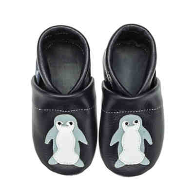 Krabbelschuhe / Lederpuschen / Hausschuhe mit Pinguin Krabbelschuhe 2
