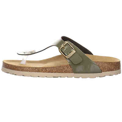 Damen Zehentrenner Sandalen Luino Pantolette Fußbett Bequem Freizeit Synthetik uni Zehentrenner 2