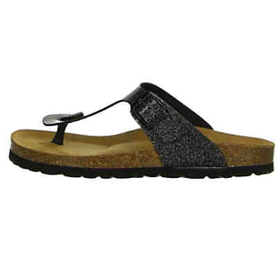 Damen Zehentrenner Sandalen Luini Zehentrenner Fußbett Bequem Freizeit Lederkombination uni Zehentrenner 2