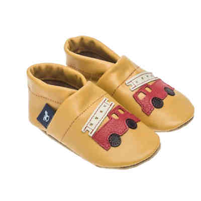 Lederpuschen / Hausschuhe / Slipper mit Feuerwehr Hausschuhe