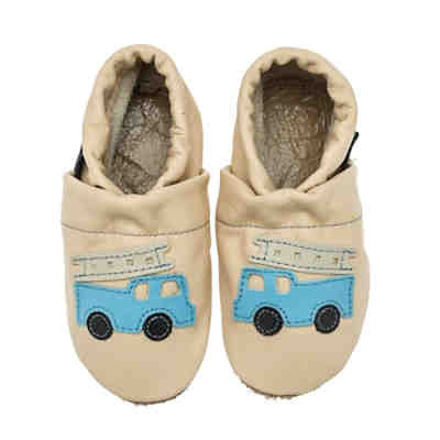 Krabbelschuhe / Lederpuschen / Hausschuhe mit Feuerwehr Krabbelschuhe 2