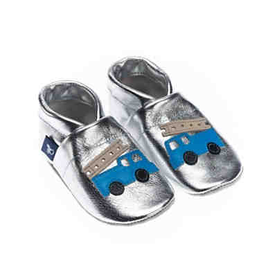 Krabbelschuhe / Lederpuschen / Hausschuhe mit Feuerwehr Krabbelschuhe