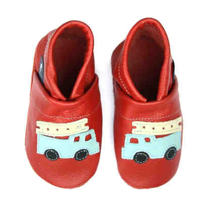 Krabbelschuhe / Lederpuschen / Hausschuhe mit Feuerwehr Krabbelschuhe 2